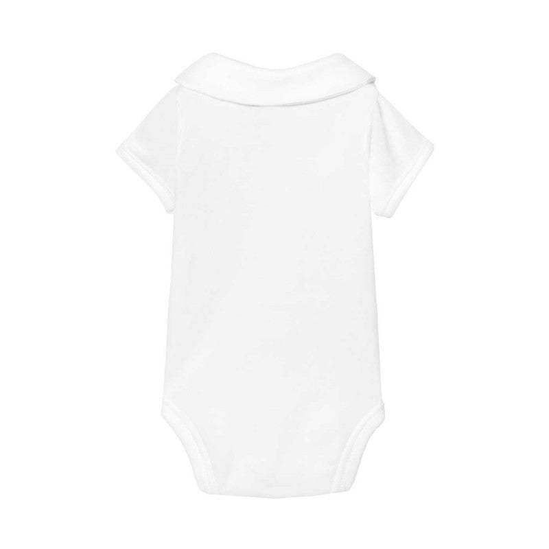 BABIDU - ROMPER MET VOORSLUITING EN POLOKRAAG WIT KORTE MOUW