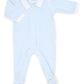 POETREE - BABYPAKJE VELOURS MET POPLIN KRAAG BLAUW